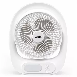 پنکه شارژی ویدز مدل توربو چراغ دار کد DK-125 ظرفیت 2400 میلی‌آمپر ساعت