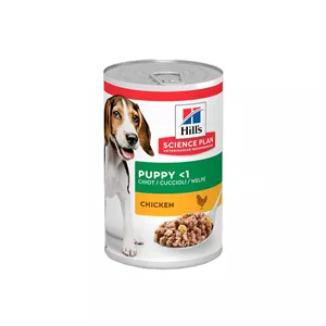 کنسرو غذای سگ هیلز مدل Puppies Chunk in Gravy طعم مرغ وزن ۳۷۰ گرم