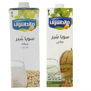 شیر سویا غیرلبنی ساده و طالبی مانداسوی - 1000 میلی لیتر بسته 2 عددی