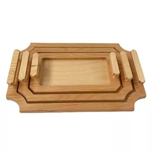 سینی چوبی مدل مستطیل کد NK13 مجموعه 3 عددی
