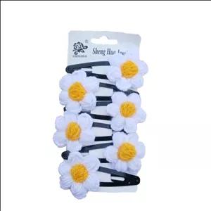 گیره مو دخترانه مدل گل بابونه بسته ۶ عددی