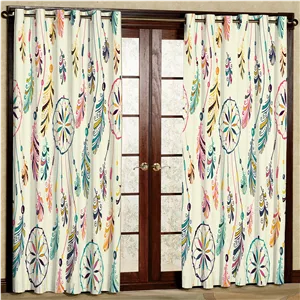  پرده بارمان دکور طرح دریم کچر مدل مخمل پانچی کد 2047 W سایز 140x200 سانتی متر