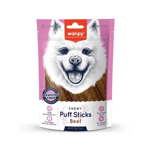 تشویقی سگ ونپی مدل Chewy Puff Stick طعم گوشت گاو وزن 100 گرم