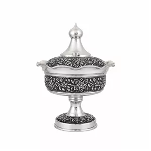 قندان قلمزنی مسی مدل گلبرگ کروم کد 1910 