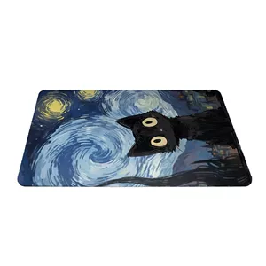 ماوس پد مدل گربه  در شب پر ستاره سایز 24x37 سانتی متر