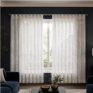 پرده تیکو دکو مدل مینیمال ست کامل طرح حریر ابریشم محو سایز 260 × 230 سانتی‌متر مجموعه 9 عددی