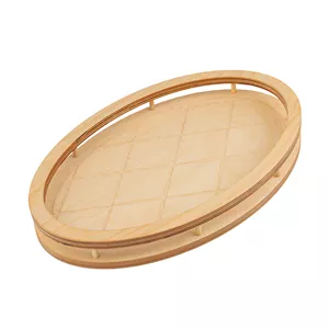 سینی بدون دسته مدل بیضی طرح سبد سایز 36x24 سانتی متر