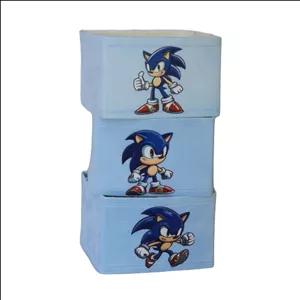 سبد اسباب بازی مدل مکعبی طرح سونیک بسته 3 عددی