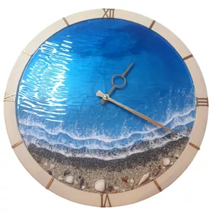 ساعت دیواری رزینی طرح ساحل و دریا کد 2