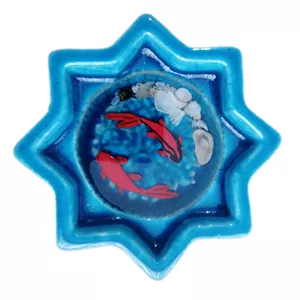 مجسمه سفالی مدل حوض و ماهی رزینی 
