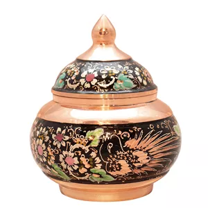 قندان مسی مدل الماس تراش طرح گل و مرغ کد 11p10half2p6