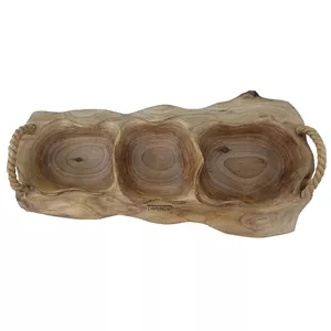 اردو خوری و رولت خوری  اردوخوری چوبی دارینوا مدل سه خانه گردو با دسته کنفی 