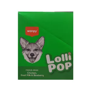 تشویقی سگ ونپی مدل Freeze Dried Lollipop طعم مرغ شیر بز و بلوبری وزن 14 گرم بسته 10 عددی
