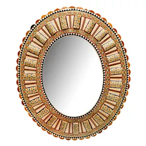 آینه خاتم کاری چوبی صنایع دستی فاخر مدل الیپس طرح ممتاز کد 46p40in3024-2f5 