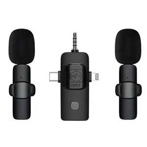 میکروفون بی سیم یقه ای لومیز مدل 2mic-3way با درگاه اتصال اتصال تایپ سی و لایتنینگ