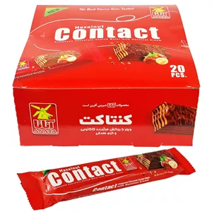 ویفر روکش کاکائو با کرم فندقی کنتاکت آناتا - 45 گرم بسته 20 عددی