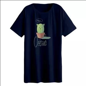 تی شرت لانگ زنانه مدل  کاکتوس گربه ای