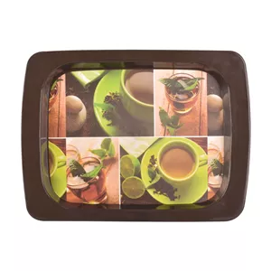 سینی بدون دسته مهروز مدل 2001 طرح فنجان سایز 22×29 سانتی متر