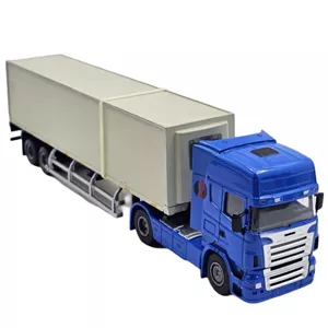 ماکت تریلی اسکانیا ناب سل مدل HY-TRUCKS NAAB001 فلزی 16 چرخ با کانتینر یخچال‌دار، درِ بازشو و قطعات متحرک