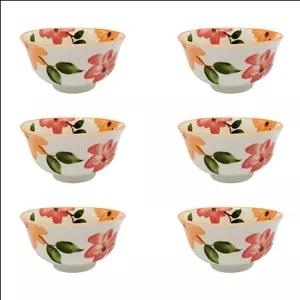 کاسه سرامیکی مدل ترشی خوری طرح بهار گل ها بسته 6 عددی