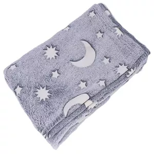 پتو مسافرتی 1 نفر مدل ماه و ستاره آسمانی سایز 150x220 سانتی‌متر
