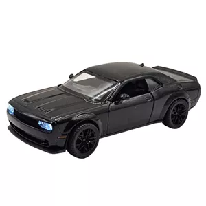 ماکت ماشین ناب سل مدل دوج چلنجر هلکت فلزی چراغدار موزیکال عقب کش کد DODGE CHALLENGER HELCAT به همراه استند