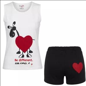 ست تاپ و شلوارک راحتی زنانه مدل قلب