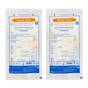 دستکش جراحی غیر پودری رویال مد مدل Powder Free سایز متوسط (M) بسته 2 عددی