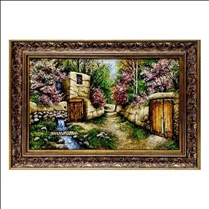 تابلو فرش دستباف طرح کوچه باغ بهاری ابریشمی کد DG006