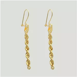 گوشواره عصایی طلا کم اجرت  18 عیار زنانه طلا و شمش برلیان مدل طنابی ۲۰۲۶