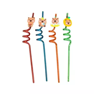 نی نوشیدنی یکبار مصرف مدل خرس قهوه ای بسته 4 عددی