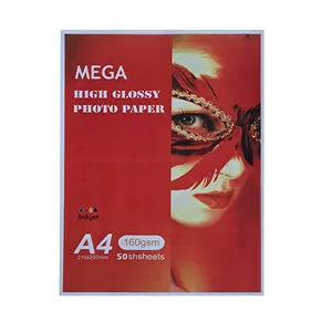  کاغذ چاپ عکس گلاسه مگا کد 160 سایز A4  بسته 50 عددی