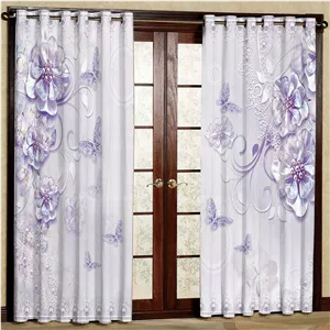  پرده بارمان دکور طرح گل مدل هازان پانچی کد 5066 W سایز 140x280 سانتی متر