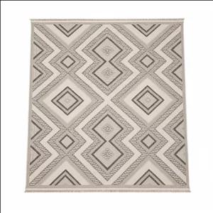 فرش ماشینی 200 شانه دنیای فرش زمینه نسکافه‌ای حاشیه بژ مدل سلنا کد 3010