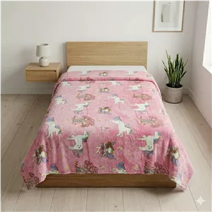 پتو مسافرتی 1 نفره مدل اسب تک شاخ سایز 200x150 سانتی‌متر