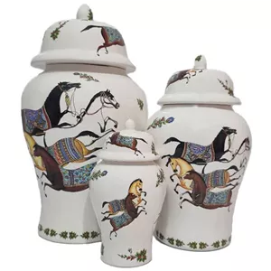 بانکه مدل جینجر جار طرح اسب هرمس کد 380 مجموعه 3 عددی