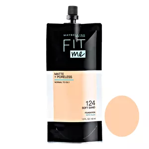 کرم پودر مایع میبلین مدل Fit Me شماره 124 مناسب برای پوست معمولی و چرب حجم 40 میلی‌لیتر
