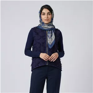 جلیقه رسمی زنانه چهارخانه نخی زیپی لیمیتد مدل 04