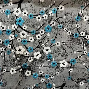 پارچه ملحفه عرض 2 متر مدل گلدار رنگ سبز آبی