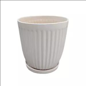 گلدان سرامیکی مدل شیاری کدW1 به همراه زیرگلدانی