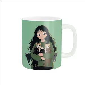 ماگ پاد آفرین مدل دختر عاشق گربه های کوچولو کد 1916