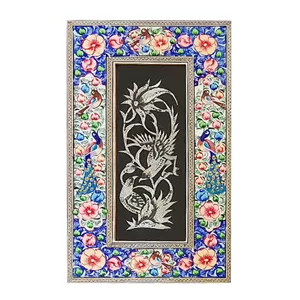 تابلو قلمزنی مسی مدل گل و مرغ کد 120 