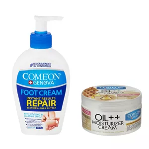 کرم رفع ترک پا کامان مدل 01 حجم 300 میلی لیتر به همراه کرم مرطوب کننده کامان مدلOil حجم 250 میلی لیتر