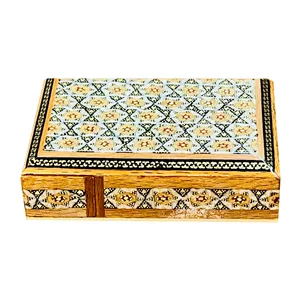 جا کارتی خاتم کاری چوبی صنایع دستی فاخر مدل درب دار ممتاز کد 11p8