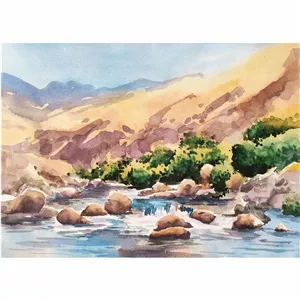 نقاشی آبرنگ طرح طبیعت کد 1054