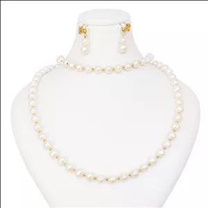 نیم ست زنانه مدل مروارید پرورشی و سنگ حدید