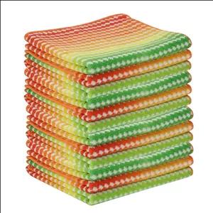 دستمال نظافت خانه و آشپزخانه حوله‌ای، میکروفایبر دکین مدل رنگین کمانی بسته 12 عددی