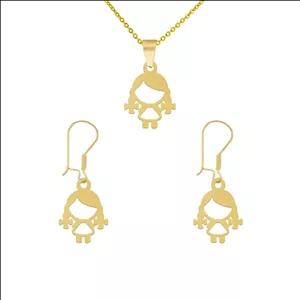 نیم ست طلا 18 عیار زنانه رضا گلد مدل عروسک