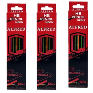 مداد مشکی آلفرد با درجه سختی HB مدل سه گوش کد 998 بسته 36 عددی