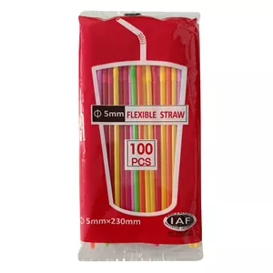 نی نوشیدنی یکبار مصرف مدل تاشو بسته 100 عددی